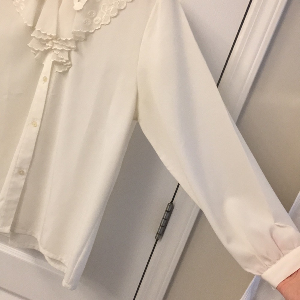 White Lace Button Down Top - Picture 6 of 11